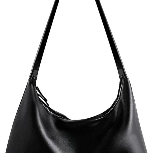Leather Hobo Bags for Women Small Soft Shoulder Purse Slouchy Tote Handbags with - Picture 1 of 6